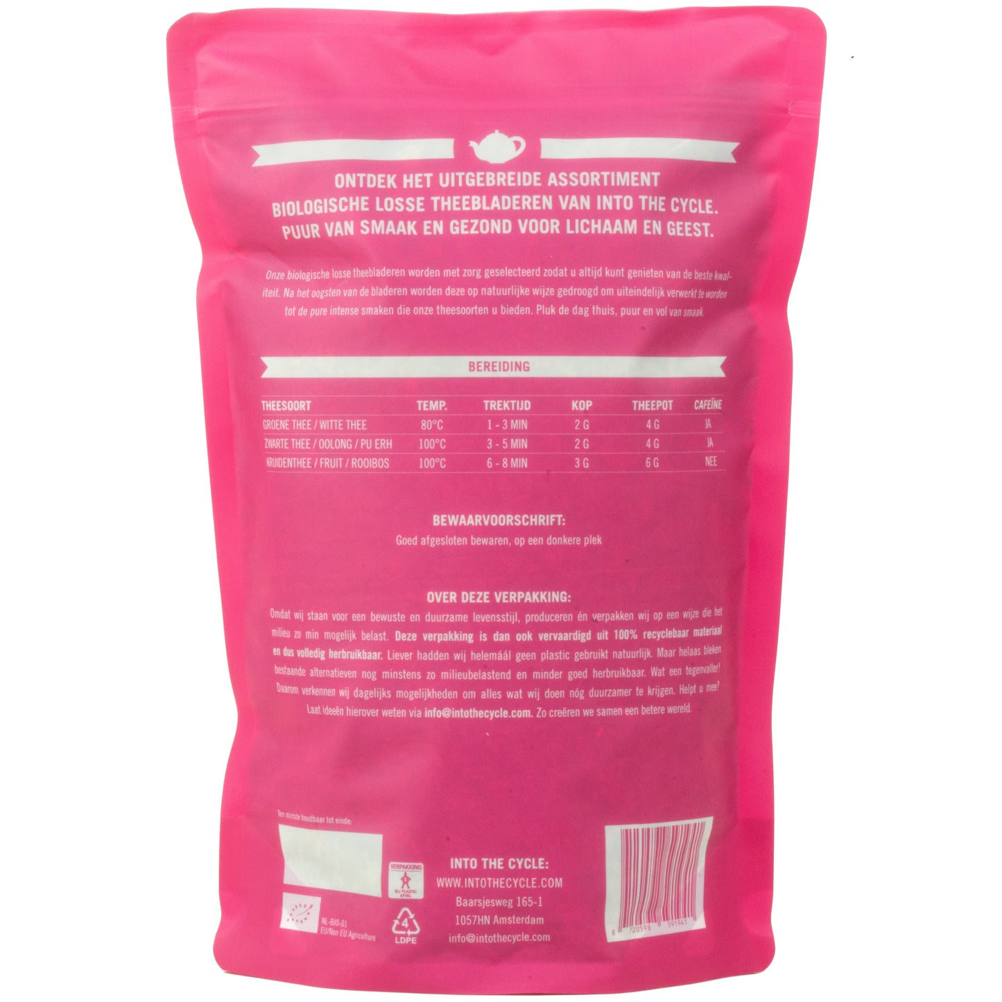 citroenverbena thee 200 gram zak achterkant