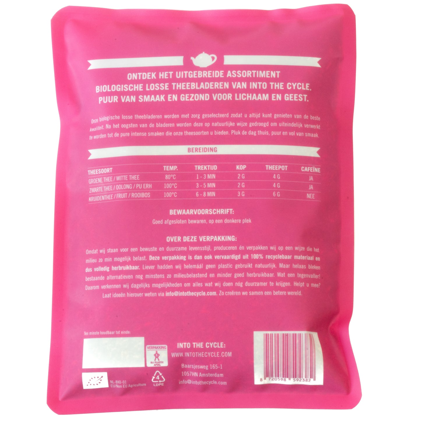 groene rooibos thee 150 gram zak achterkant