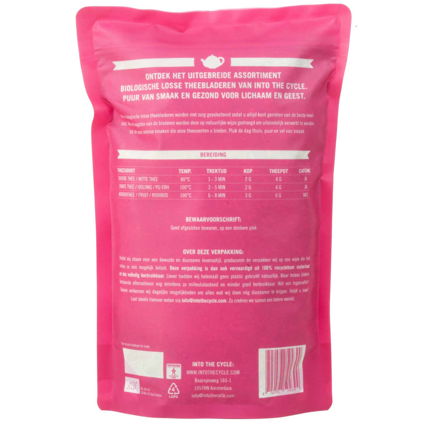 groene rooibos thee 550 gram zak achterkant