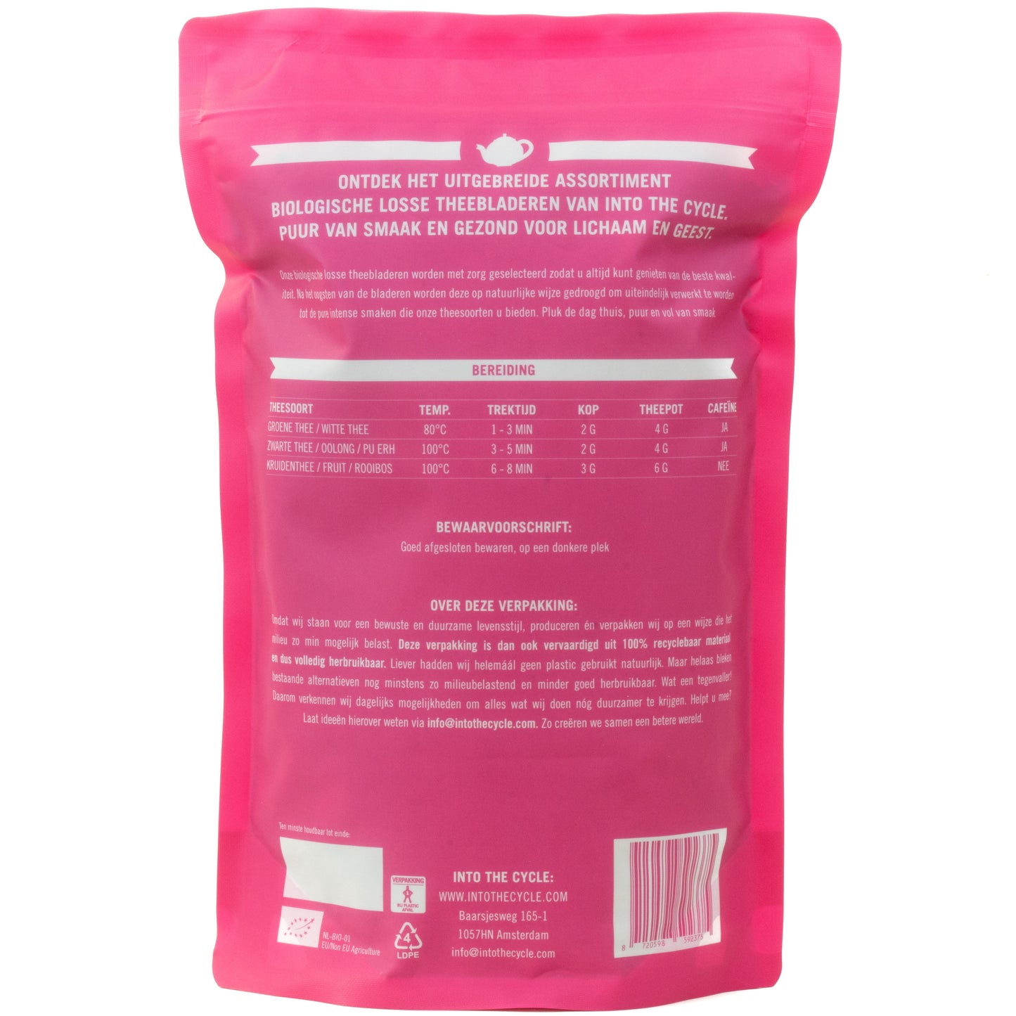 pu erh thee 550 gram zak achterkant