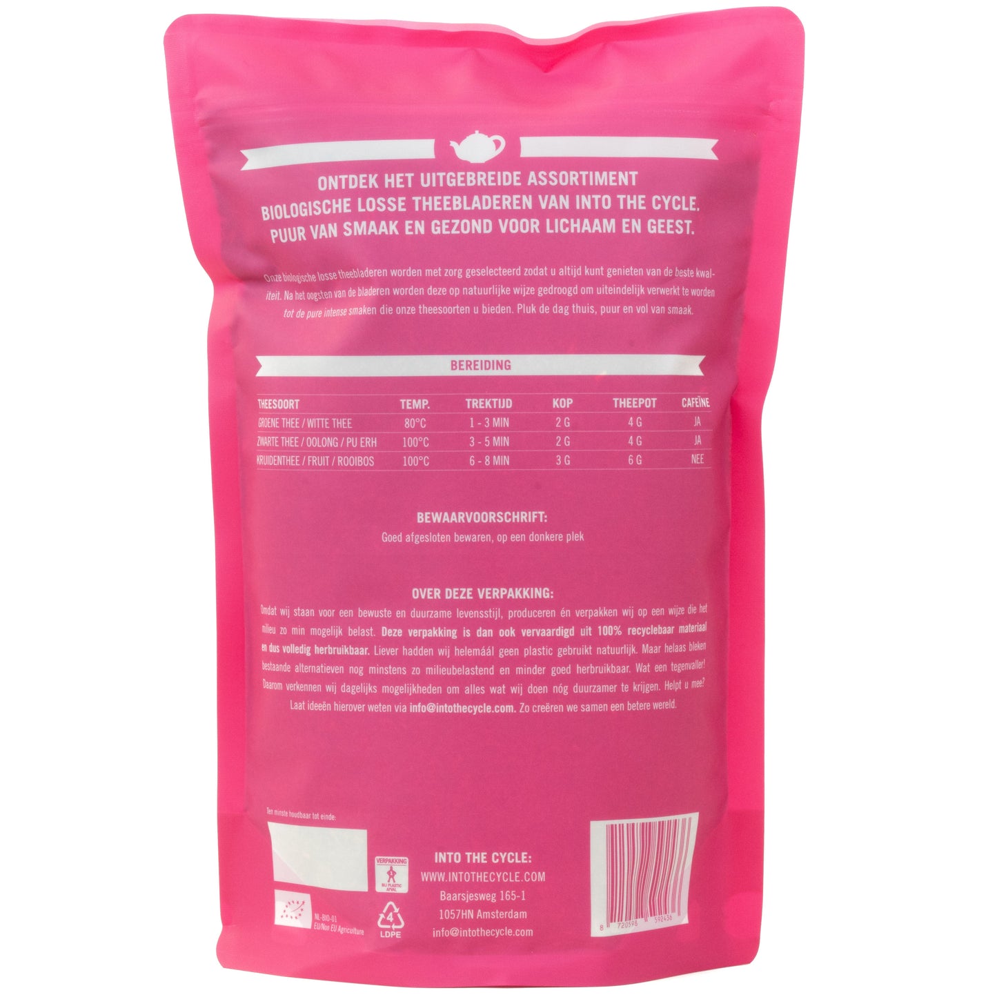 rooibos thee 550 gram zak achterkant