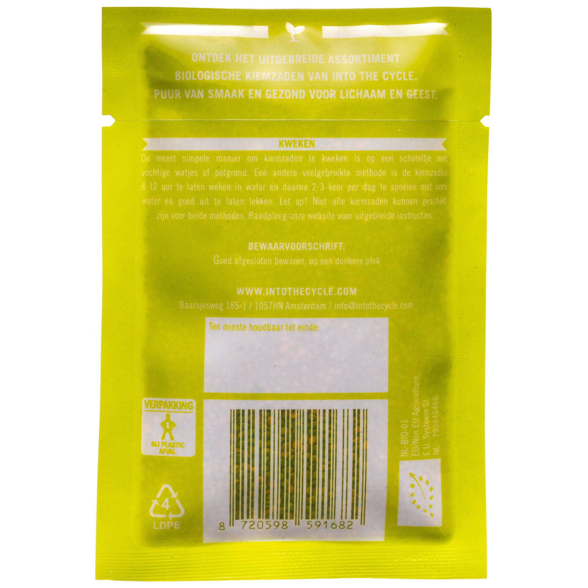 rucolakers kiemzaden 25 gram zakje achterkant